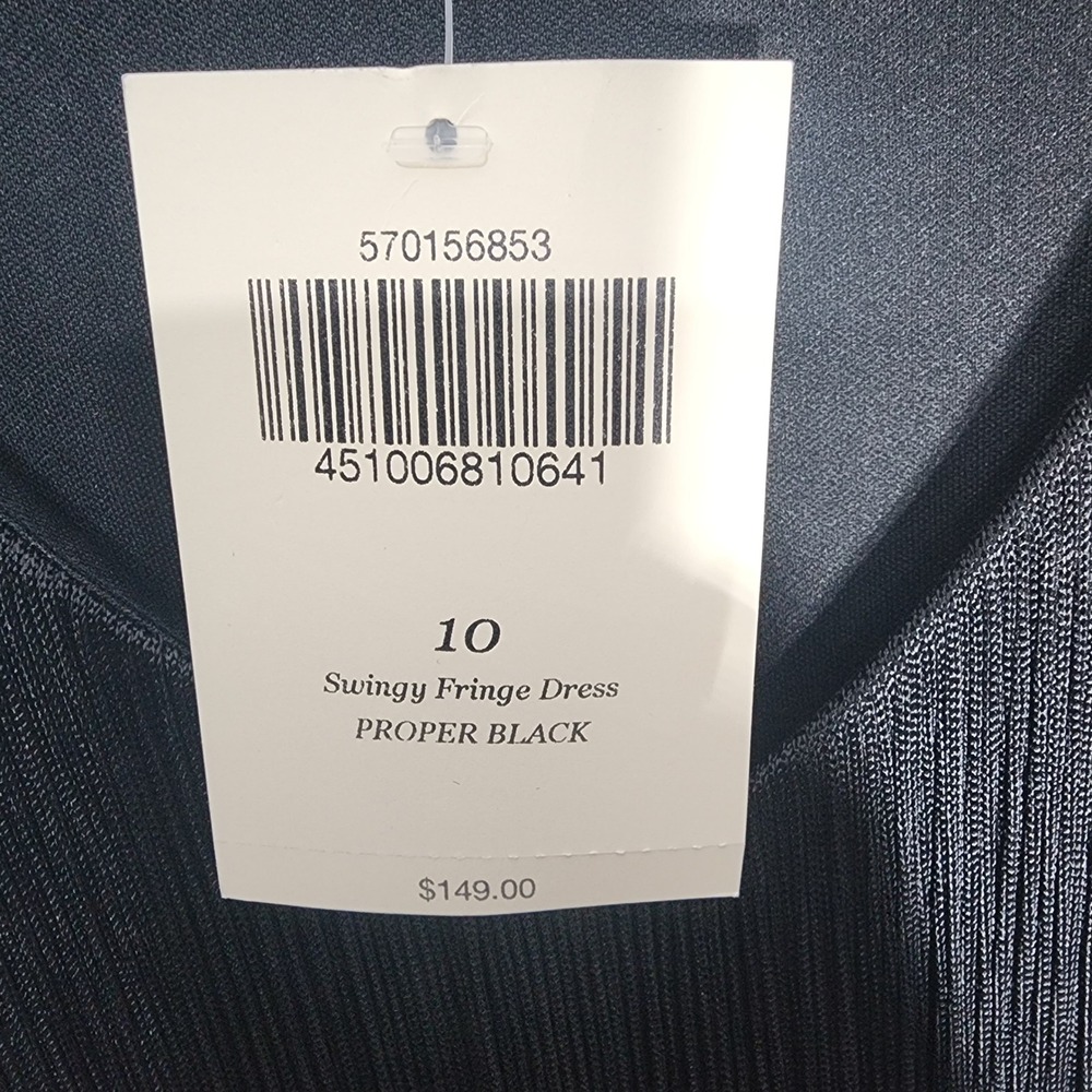Boston Proper Swingy‎ Fringe Dress Proper Black V-Neck Sleeveless Mini 10 NEW - Picture 6 of 12